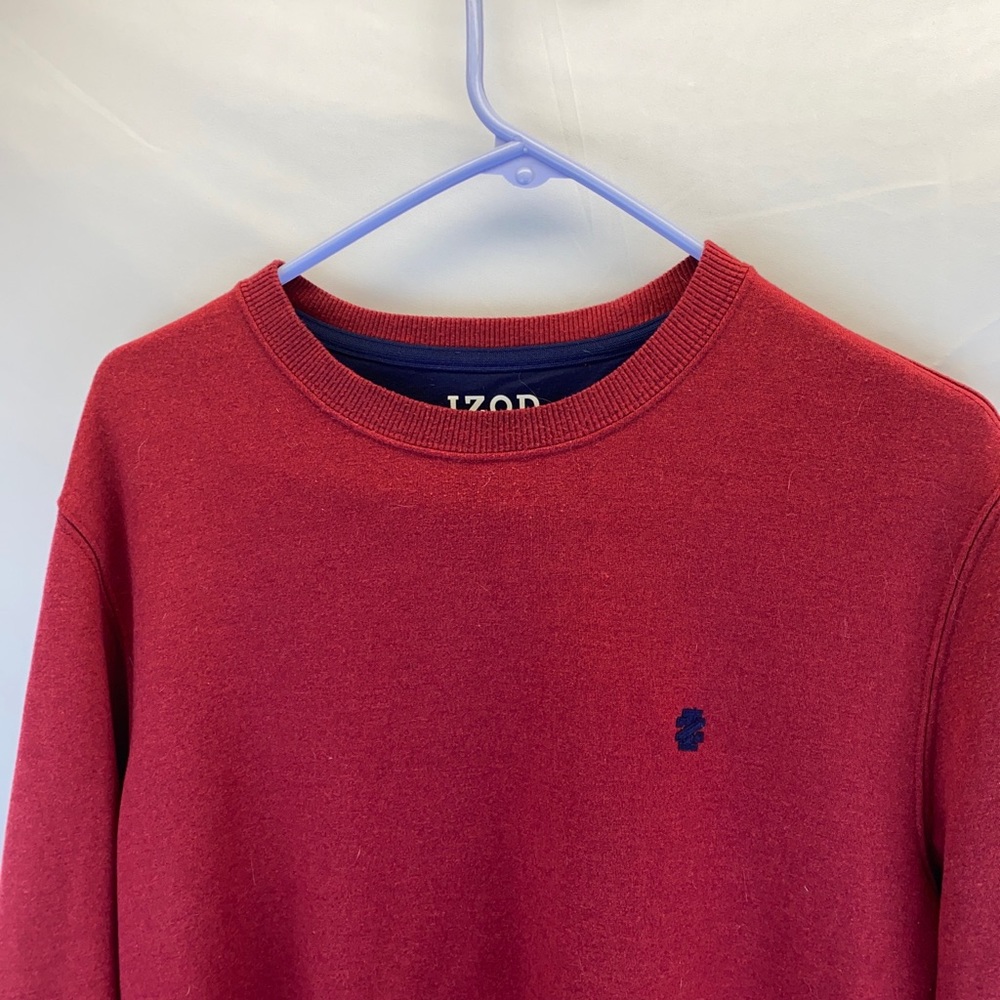 Izod Mens Stretch Pullover Sweatshirt Sweater M Red Crewneck - Good Condition